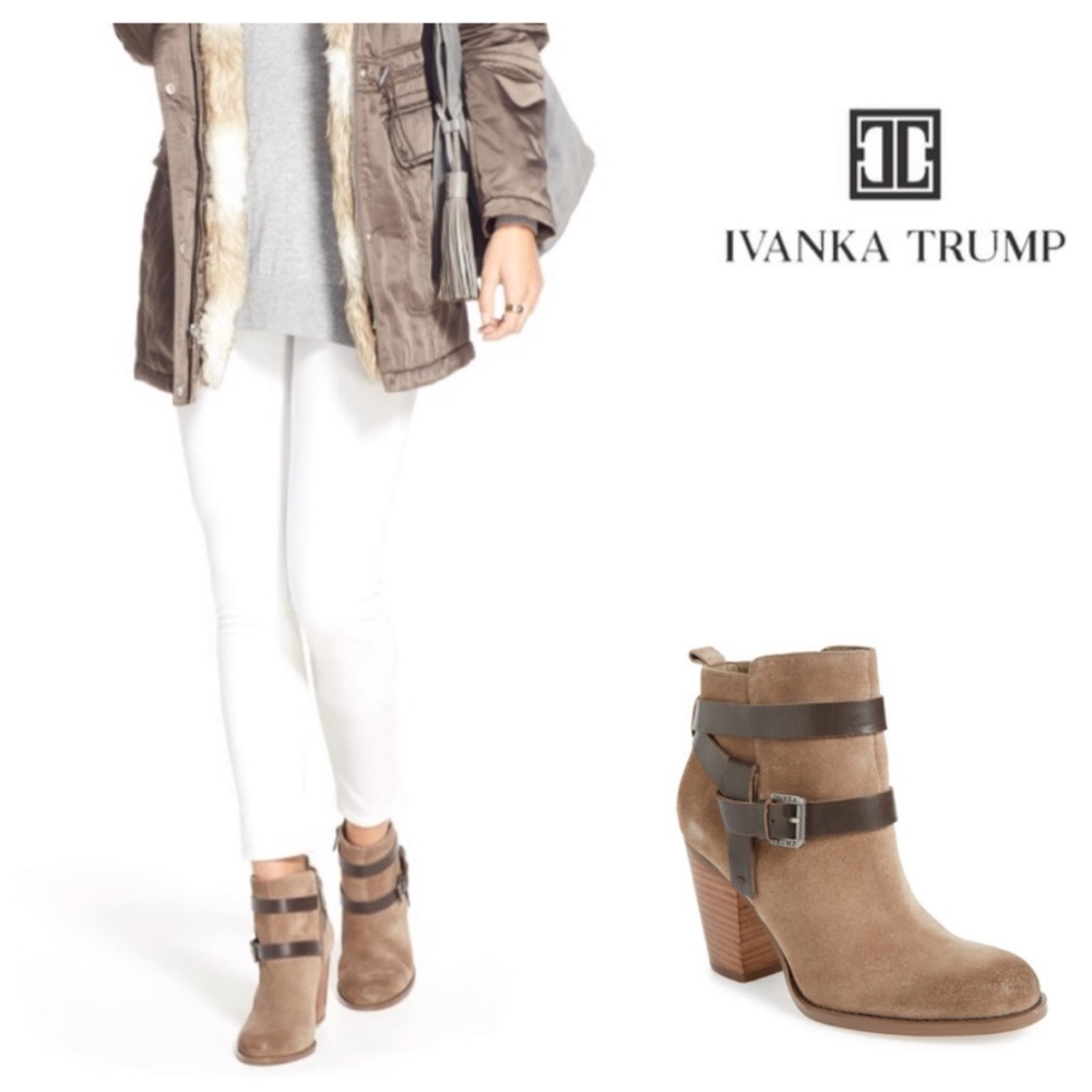 Ivanka Trump Filoer round-toe suede leather booties